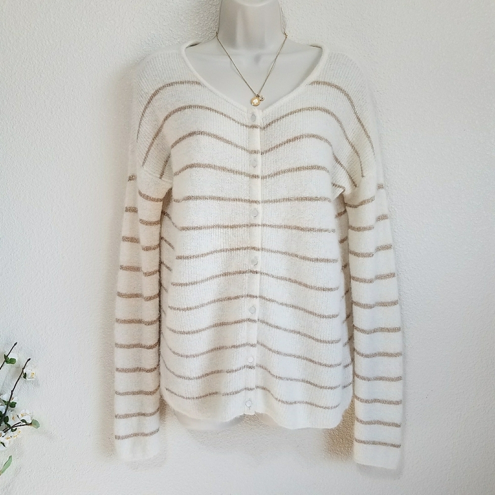 Sézane Gaspard Cardigan in Ecru Gold - Picture 2 of 9